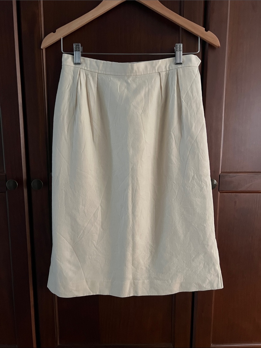 Vintage YSL Japanese Archival Minimalist Luxury Cream Pleated Midi Skirt